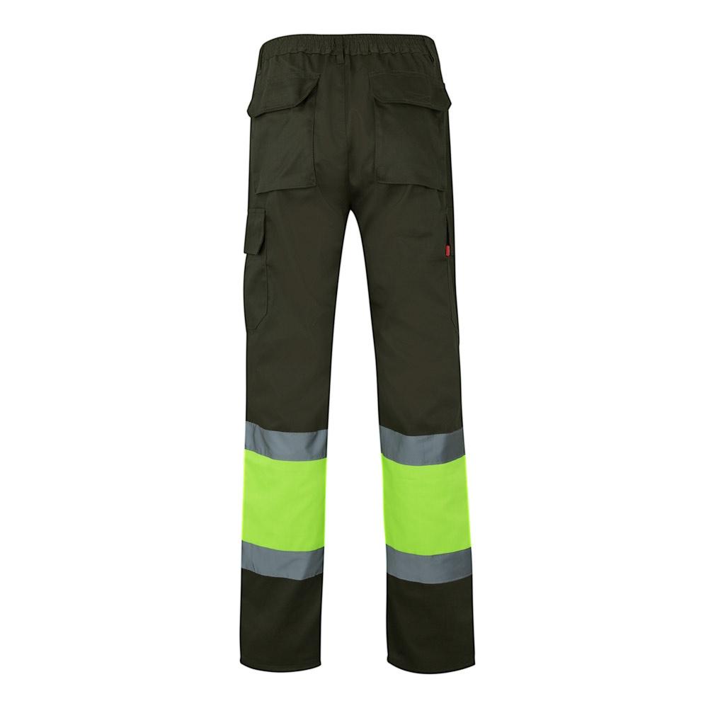 VL POSEIDON. Pantaloni din twill bicolor cu buzunare multiple (210 g/m²), din bumbac (20%) și poliester (80%) Verde armată Galben M