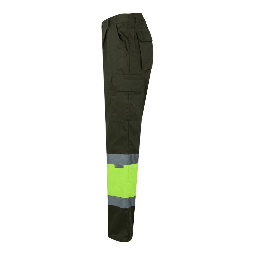 VL POSEIDON. Pantaloni din twill bicolor cu buzunare multiple (210 g/m²), din bumbac (20%) și poliester (80%) Verde armată Galben M