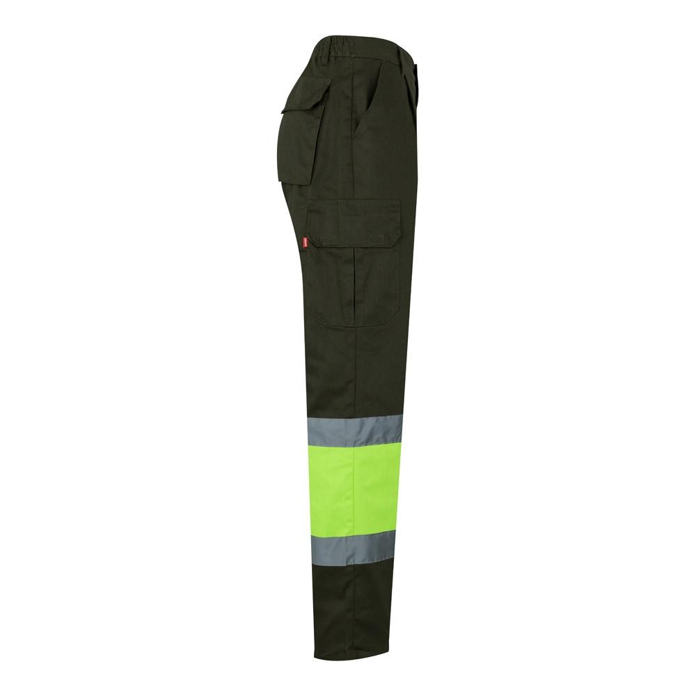VL POSEIDON. Pantaloni din twill bicolor cu buzunare multiple (210 g/m²), din bumbac (20%) și poliester (80%) Verde armată Galben M