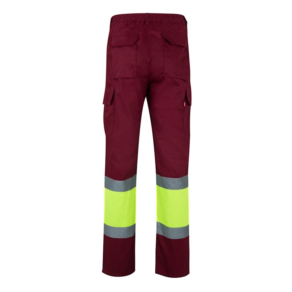 VL POSEIDON. Pantaloni din twill bicolor cu buzunare multiple (210 g/m²), din bumbac (20%) și poliester (80%) Burgundia Galben 3XL