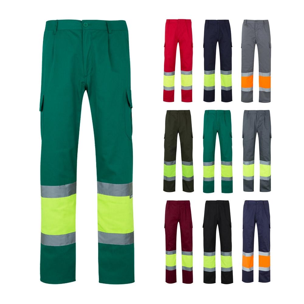 VL POSEIDON. Pantaloni din twill bicolor cu buzunare multiple (210 g/m²), din bumbac (20%) și poliester (80%) Albastru Portocaliu L