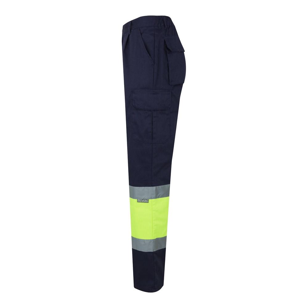 VL POSEIDON LARGE. Pantaloni din twill cu buzunare multiple în două tonuri (210g/m²), din bumbac (20%) și poliester (80%) Albastru Galben 5XL