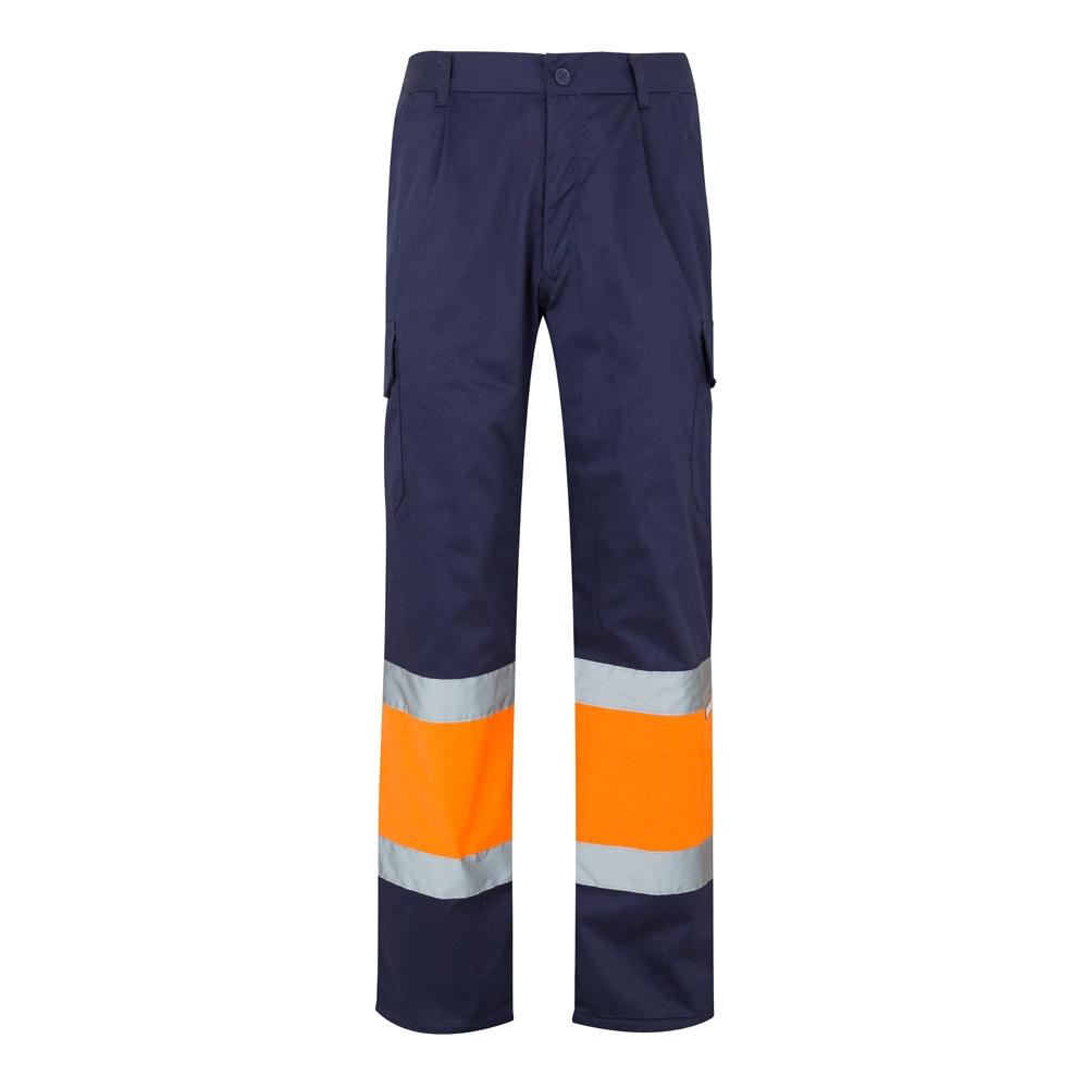 VL POSEIDON LARGE. Pantaloni din twill cu buzunare multiple în două tonuri (210g/m²), din bumbac (20%) și poliester (80%) Albastru Portocaliu