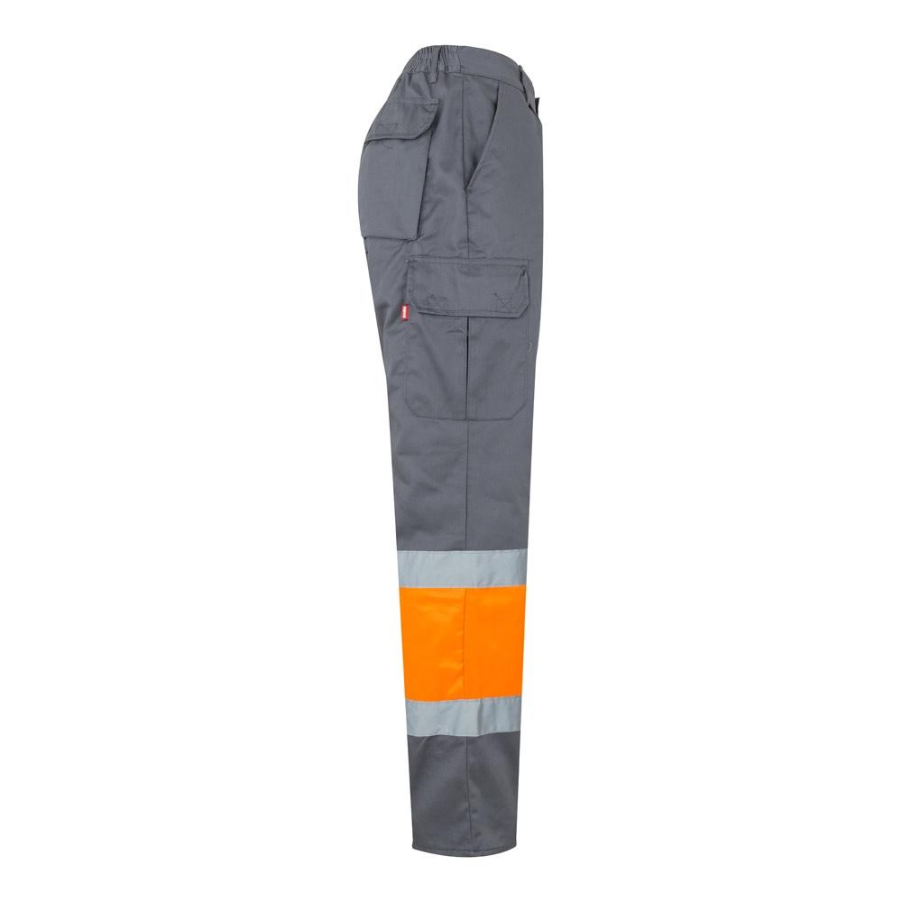 VL POSEIDON LARGE. Pantaloni din twill cu buzunare multiple în două tonuri (210g/m²), din bumbac (20%) și poliester (80%) Gri Portocaliu 5XL