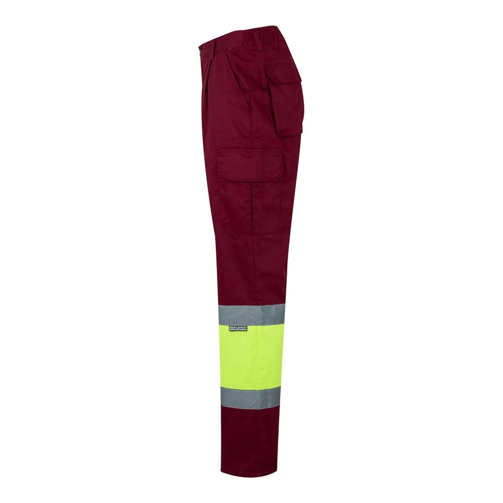 VL POSEIDON LARGE. Pantaloni din twill cu buzunare multiple în două tonuri (210g/m²), din bumbac (20%) și poliester (80%) Burgundia Galben 4XL