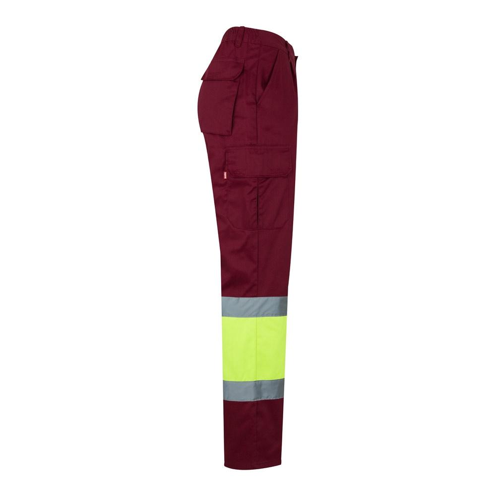 VL POSEIDON LARGE. Pantaloni din twill cu buzunare multiple în două tonuri (210g/m²), din bumbac (20%) și poliester (80%) Burgundia Galben 4XL