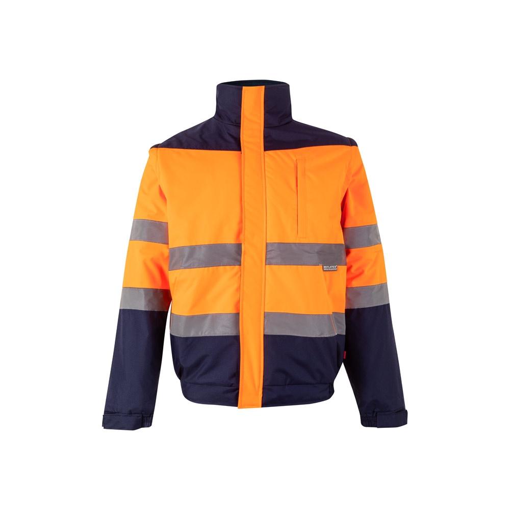 VL JUPITER. Jachetă căptușită în două culori (180g/m²), din poliester (100%), cu strat PU Albastru Portocaliu S