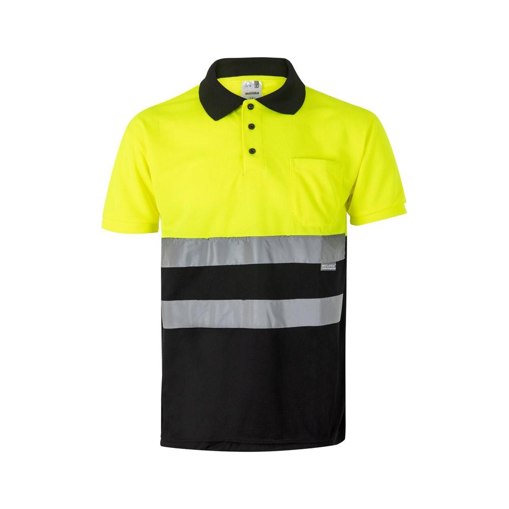 VL CUPID. Tricou polo bicolor bird-eye (160g/m²) cu mâneci scurte, din poliester (100%) Negru Galben M