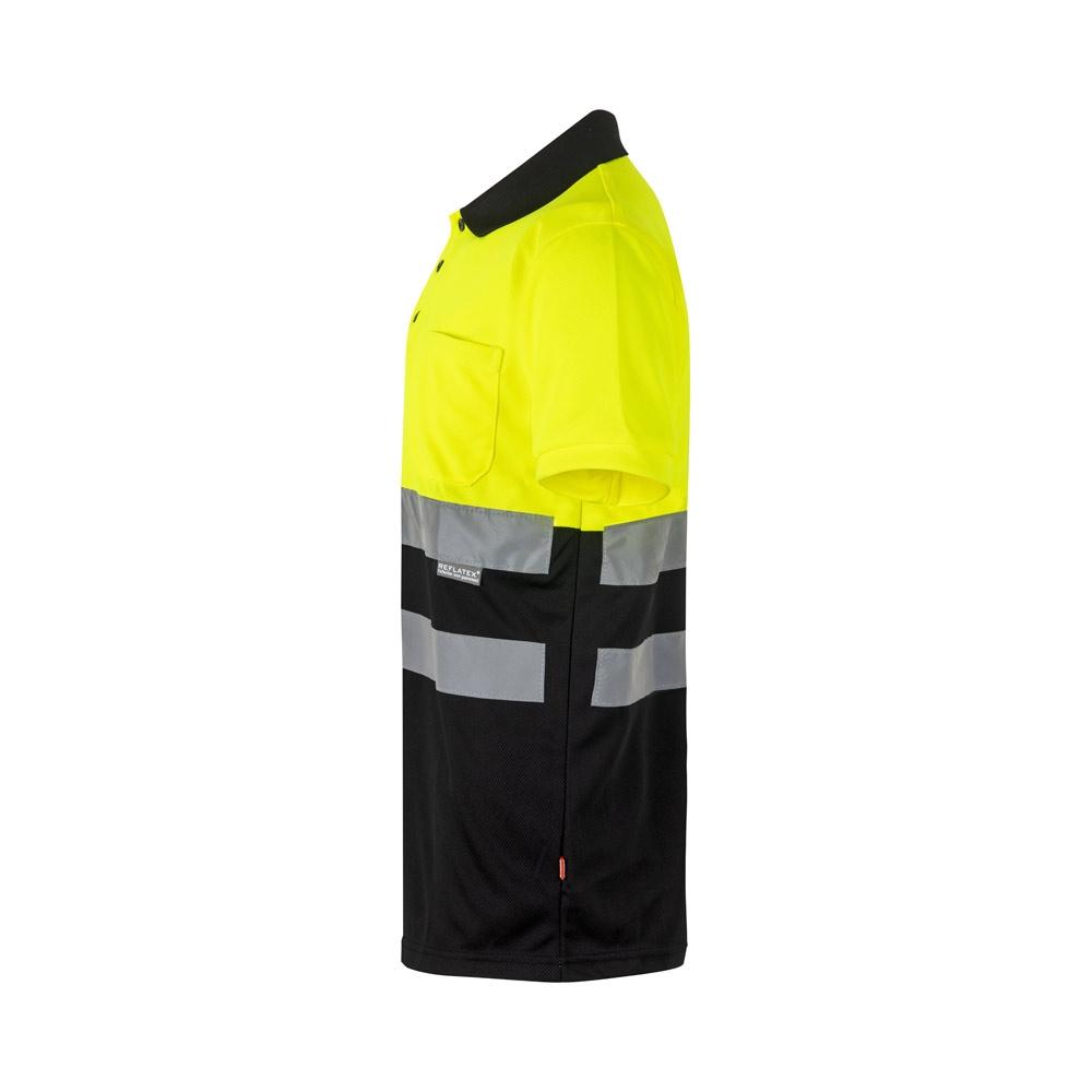 VL CUPID. Tricou polo bicolor bird-eye (160g/m²) cu mâneci scurte, din poliester (100%) Negru Galben M