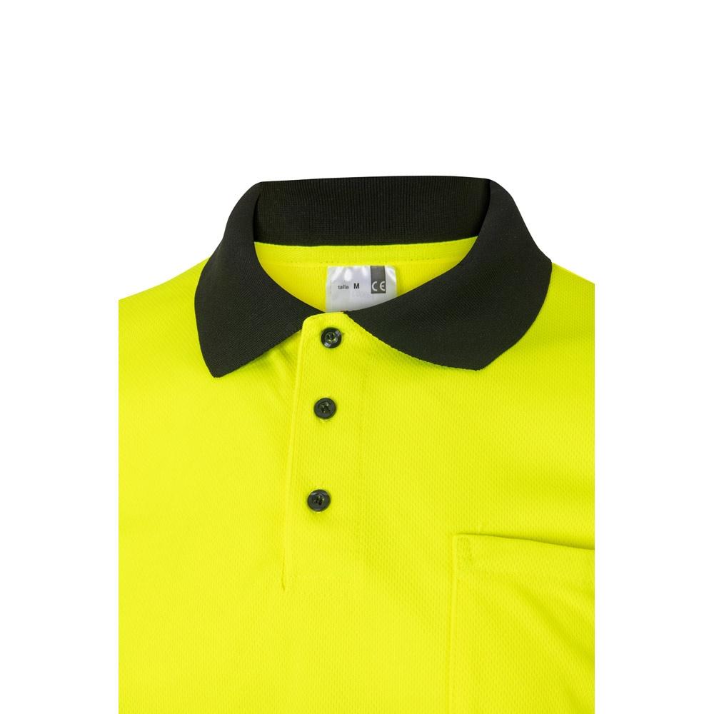 VL CUPID. Tricou polo bicolor bird-eye (160g/m²) cu mâneci scurte, din poliester (100%) Negru Galben M
