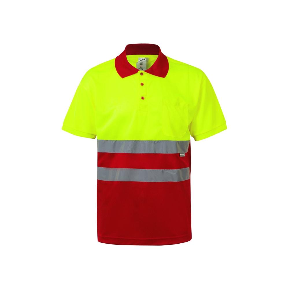 VL CUPID. Tricou polo bicolor bird-eye (160g/m²) cu mâneci scurte, din poliester (100%) Roșu Galben