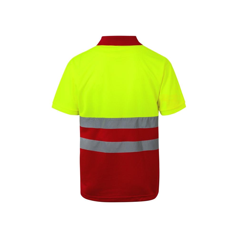 VL CUPID. Tricou polo bicolor bird-eye (160g/m²) cu mâneci scurte, din poliester (100%) Roșu Galben L