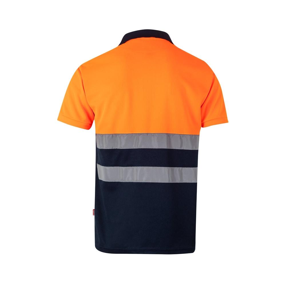 VL CUPID. Tricou polo bicolor bird-eye (160g/m²) cu mâneci scurte, din poliester (100%) Albastru Portocaliu XL