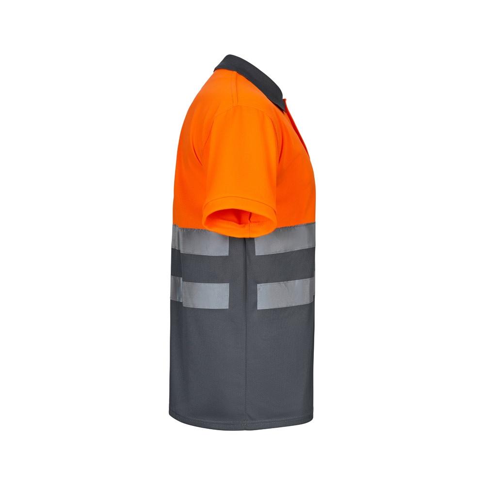 VL CUPID. Tricou polo bicolor bird-eye (160g/m²) cu mâneci scurte, din poliester (100%) Gri Portocaliu M