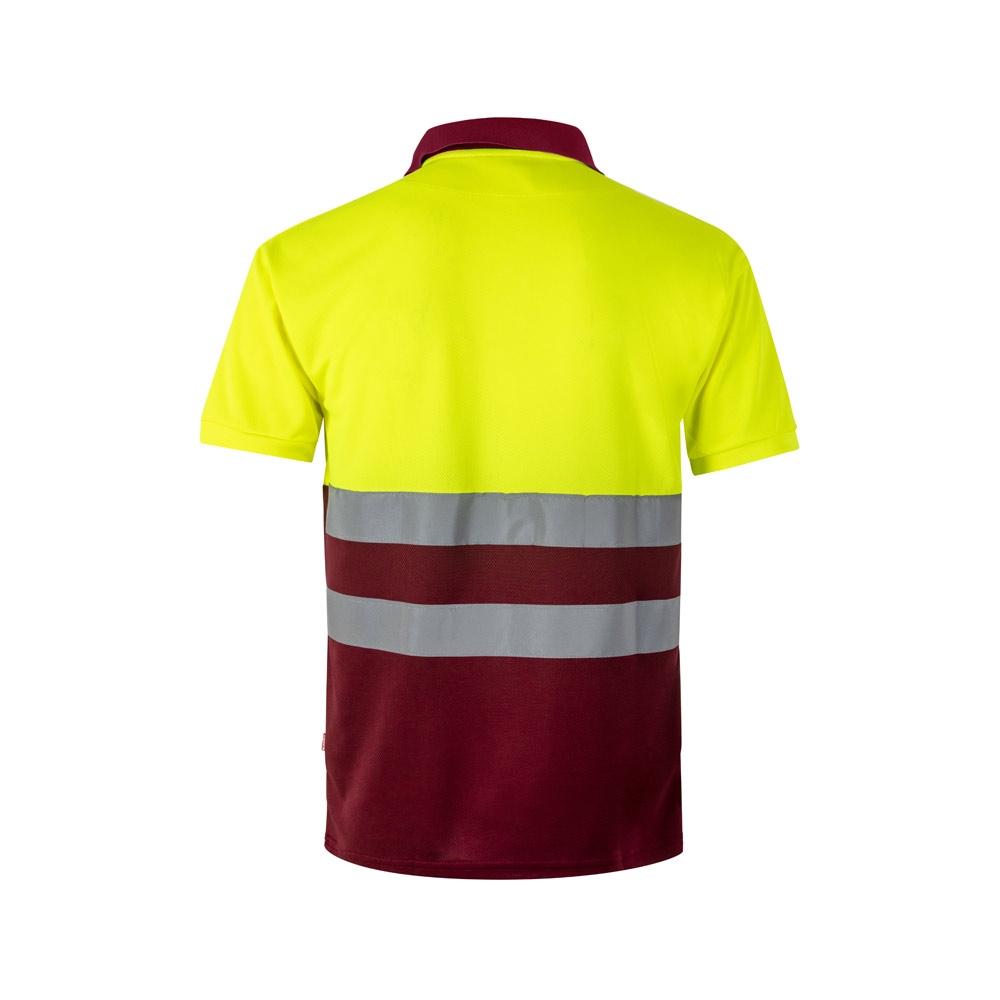 VL CUPID. Tricou polo bicolor bird-eye (160g/m²) cu mâneci scurte, din poliester (100%) Burgundia Galben S