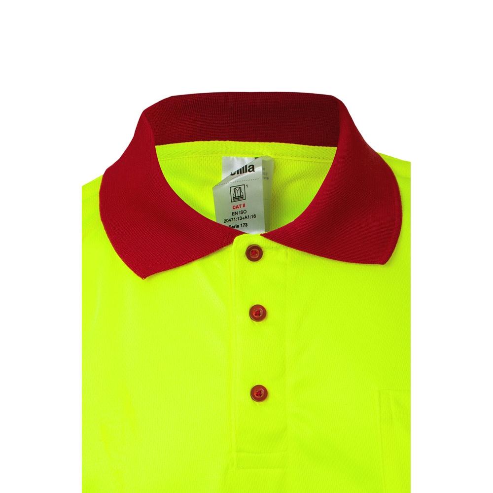 VL CUPID LARGE. Tricou polo bicolor bird-eye (160g/m²) cu mâneci scurte, din poliester (100%) Roșu Galben 4XL