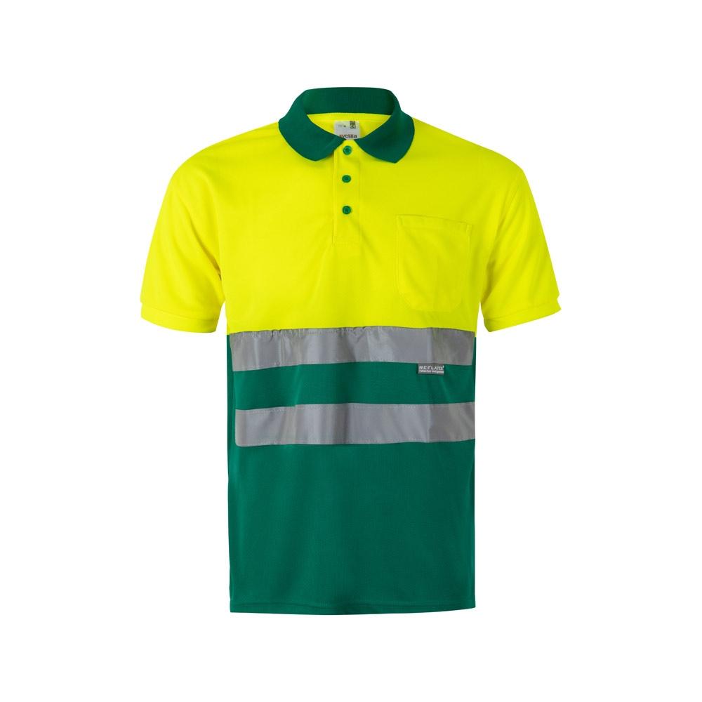VL CUPID LARGE. Tricou polo bicolor bird-eye (160g/m²) cu mâneci scurte, din poliester (100%) Verde Galben
