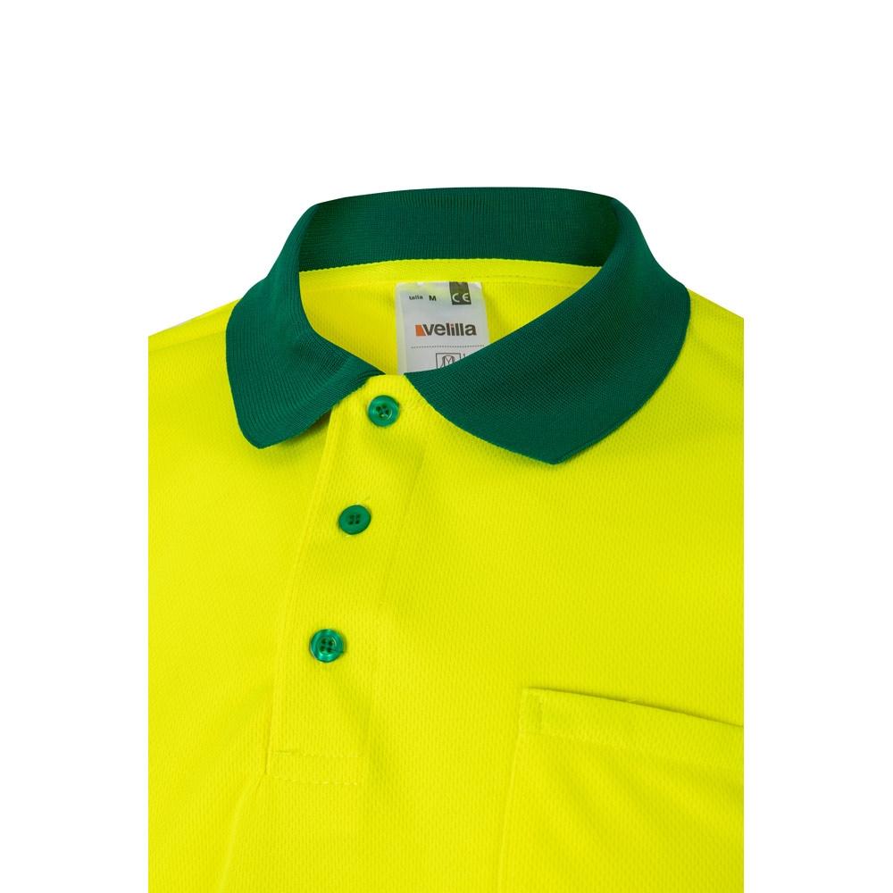 VL CUPID LARGE. Tricou polo bicolor bird-eye (160g/m²) cu mâneci scurte, din poliester (100%) Verde Galben 4XL