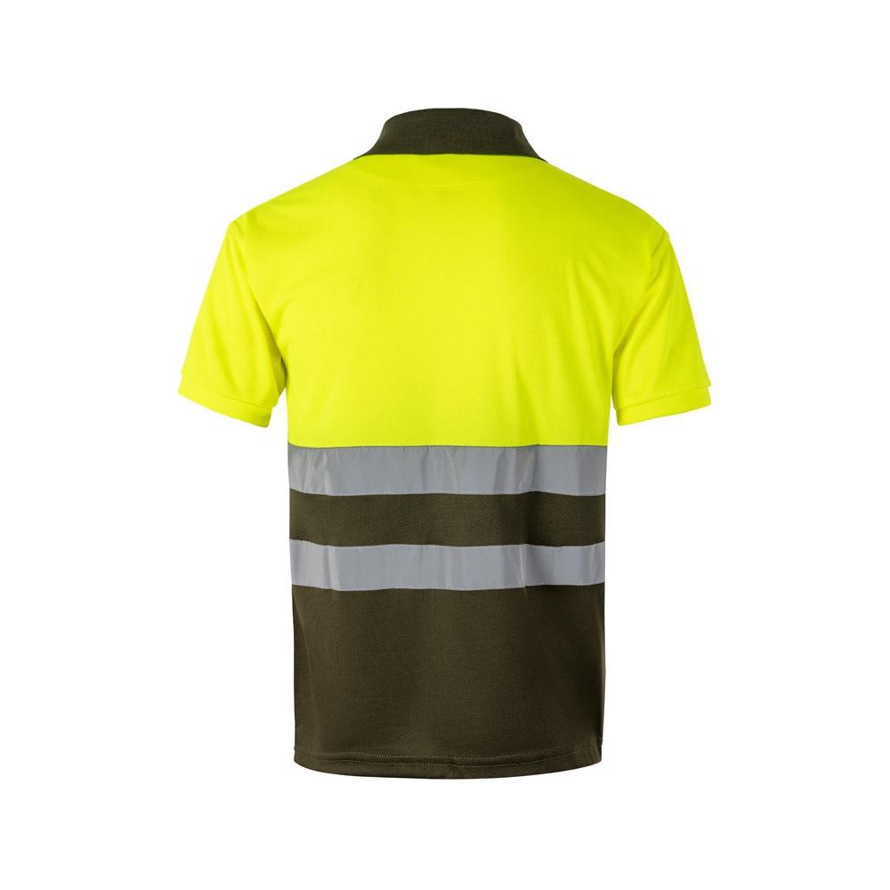 VL CUPID LARGE. Tricou polo bicolor bird-eye (160g/m²) cu mâneci scurte, din poliester (100%) Verde armată Galben 4XL