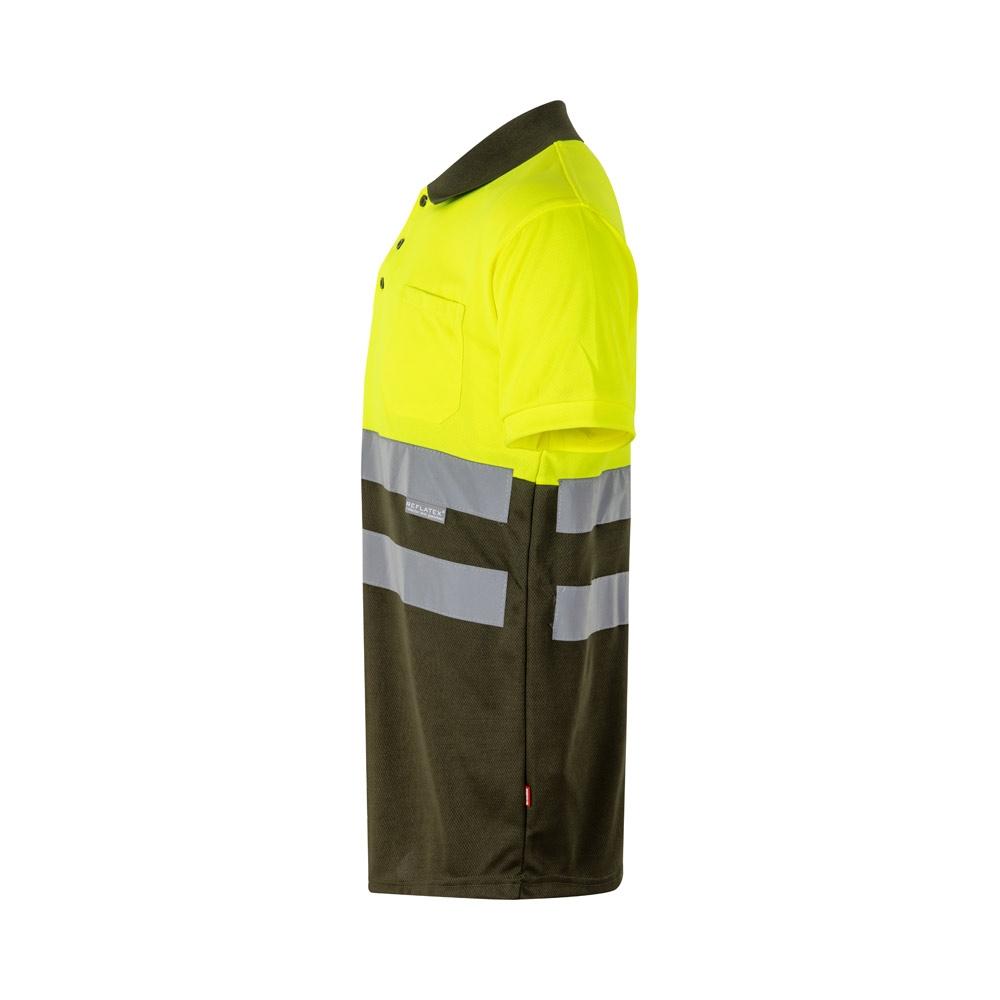 VL CUPID LARGE. Tricou polo bicolor bird-eye (160g/m²) cu mâneci scurte, din poliester (100%) Verde armată Galben 4XL