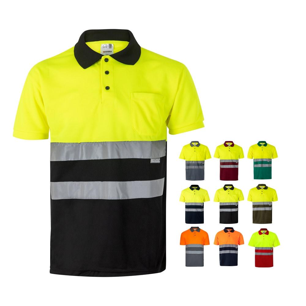 VL CUPID LARGE. Tricou polo bicolor bird-eye (160g/m²) cu mâneci scurte, din poliester (100%) Verde Galben 4XL