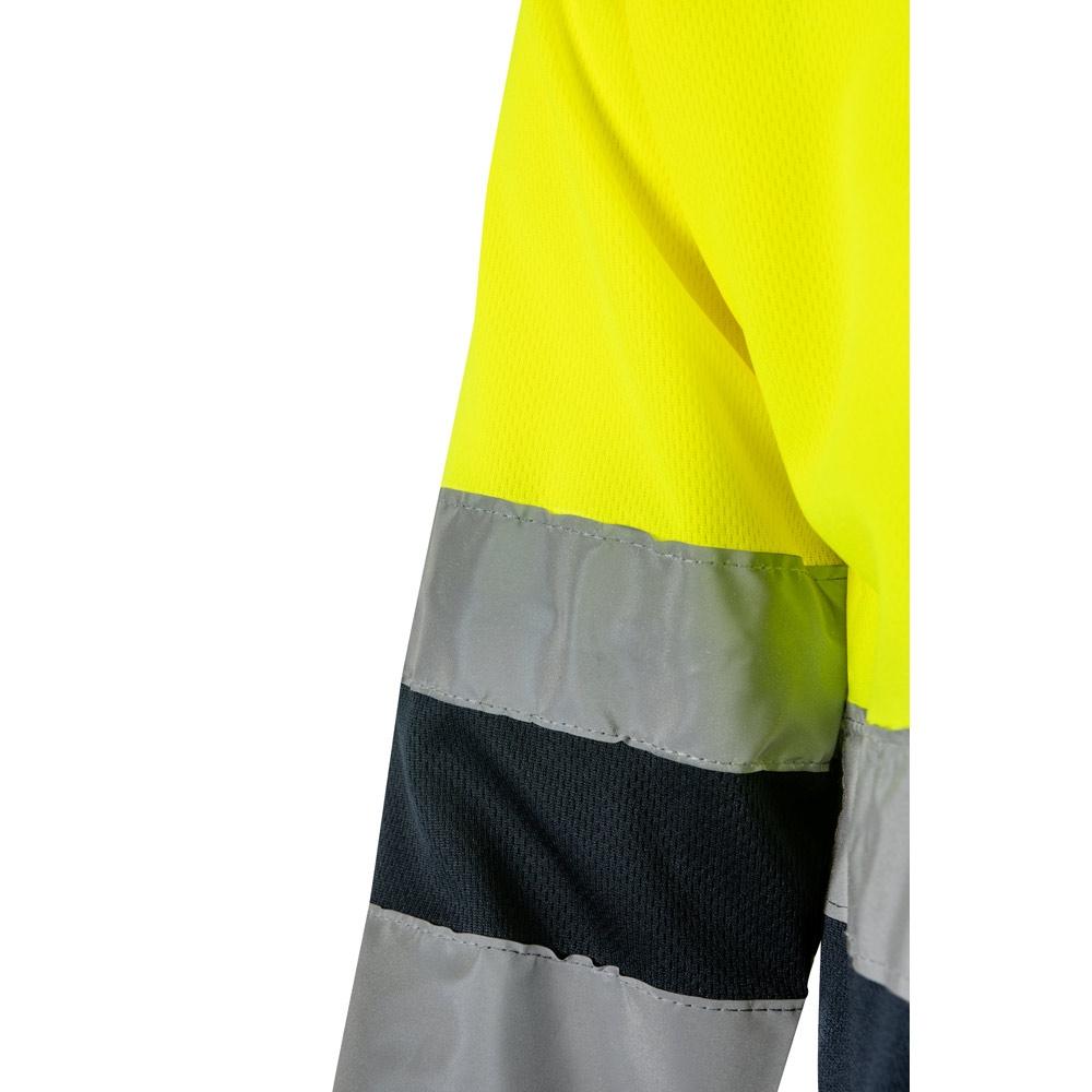 VL VULCAN. Tricou polo bicolor cu ochi de pasăre (160g/m²) cu mâneci lungi, din poliester (100%) Albastru Galben M