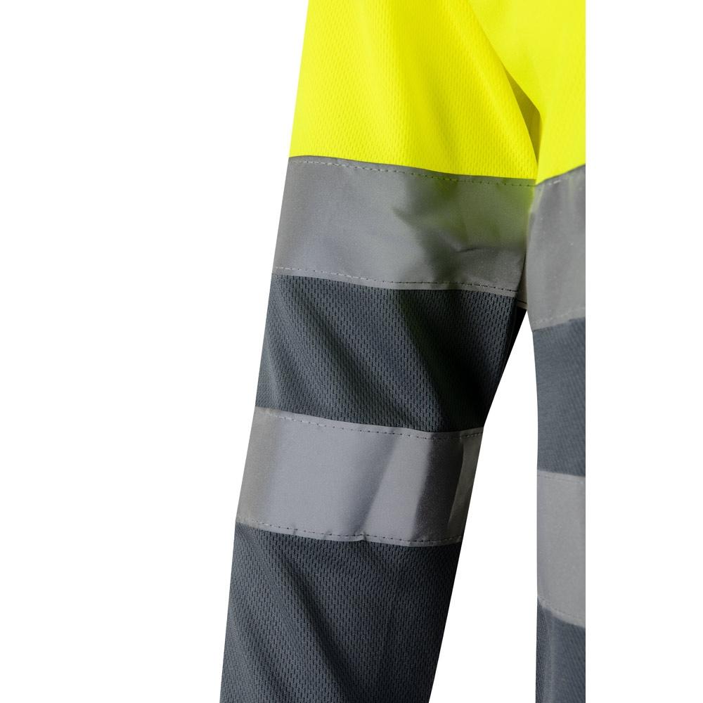 VL VULCAN. Tricou polo bicolor cu ochi de pasăre (160g/m²) cu mâneci lungi, din poliester (100%) Gri Galben M