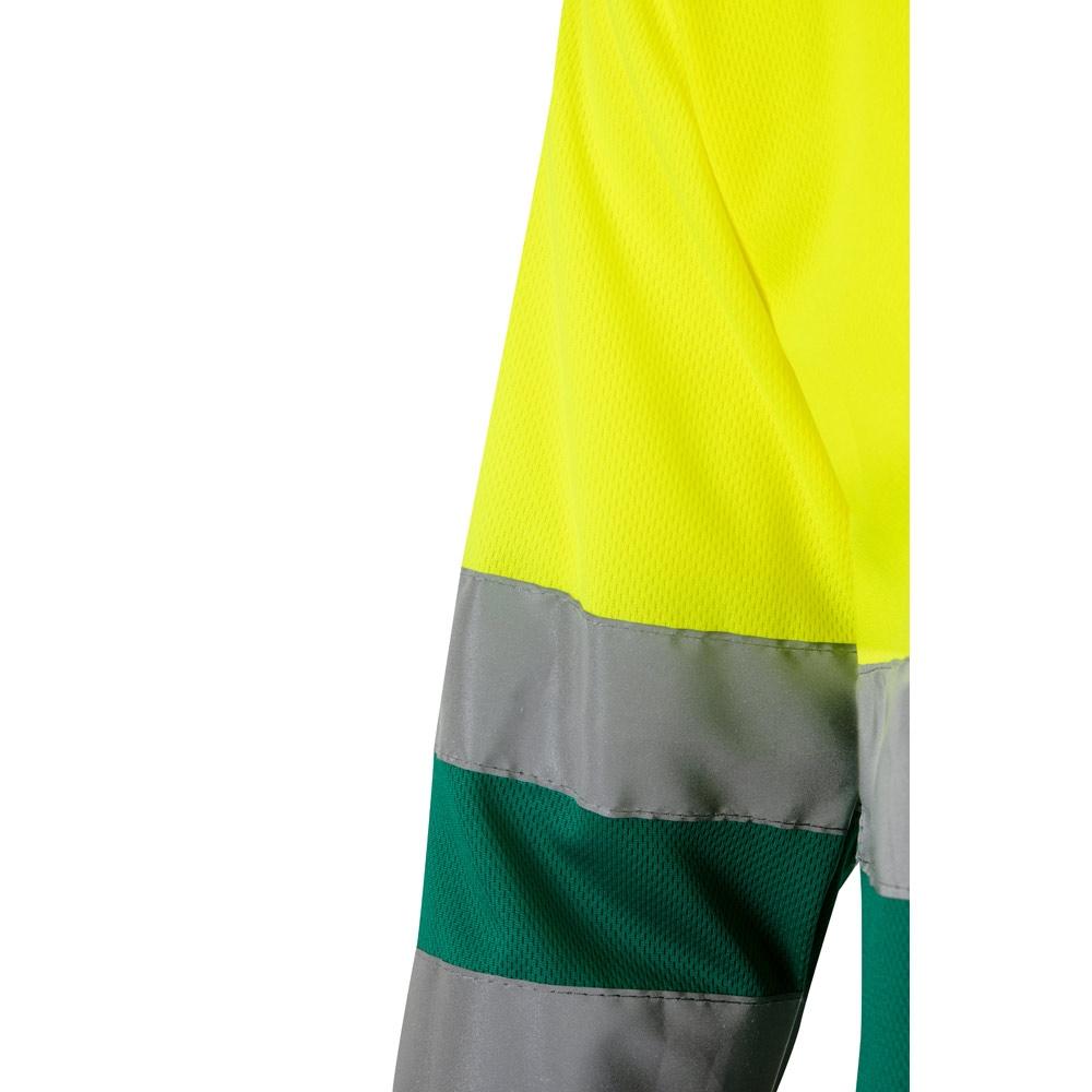 VL VULCAN. Tricou polo bicolor cu ochi de pasăre (160g/m²) cu mâneci lungi, din poliester (100%) Verde Galben S