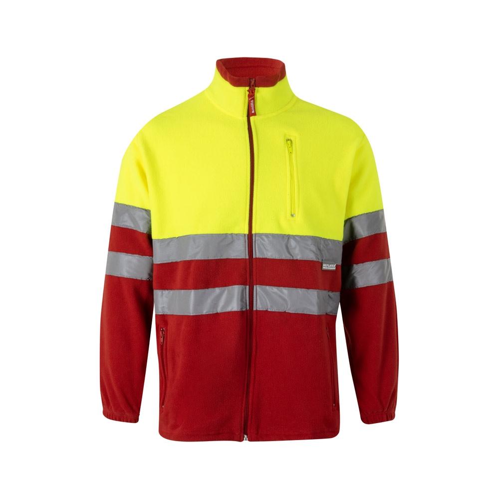 VL EROS. Jachetă fleece în două tonuri (280g/m²), din poliester (100%) Roșu Galben