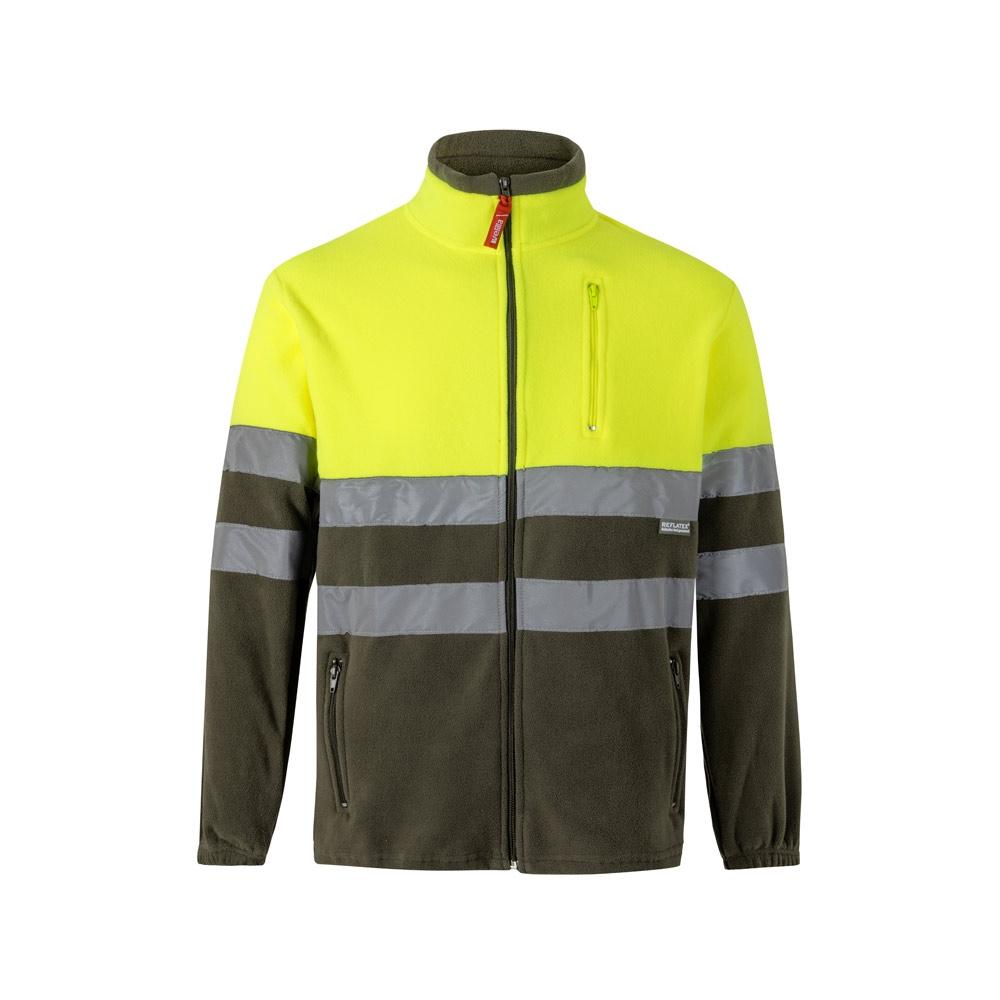 VL EROS. Jachetă fleece în două tonuri (280g/m²), din poliester (100%) Verde armată Galben S
