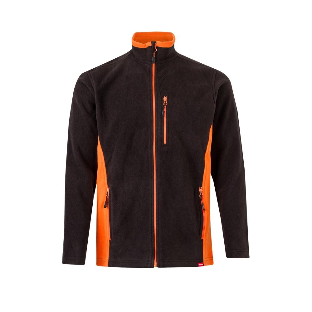 VL GERAS. Jachetă fleece bicoloră (220g/m²) din poliester (100%) Negru Portocaliu
