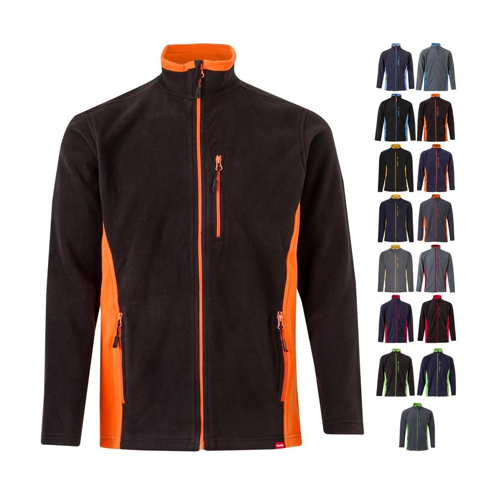 VL GERAS. Jachetă fleece bicoloră (220g/m²) din poliester (100%) Negru Portocaliu XL