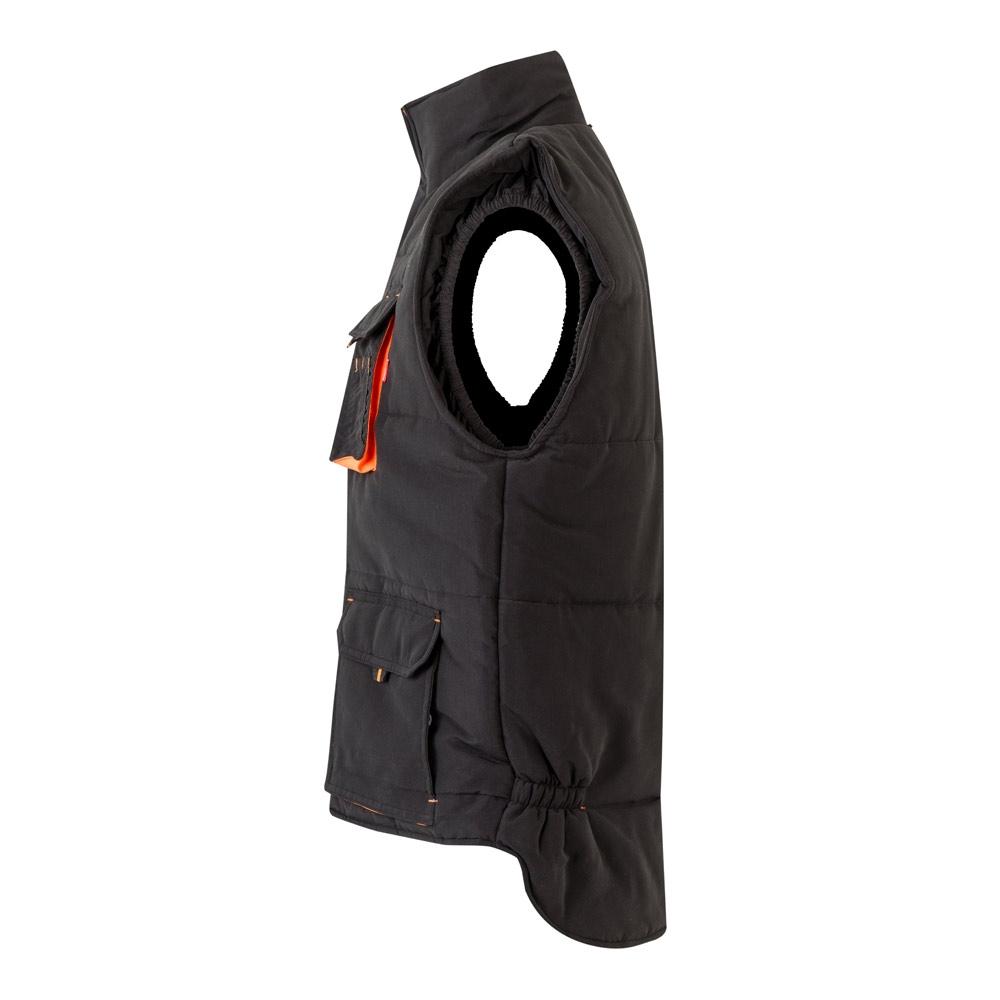 VL NERGAL. Vestă căptușită, bicoloră, cu mai multe buzunare (120g/m²), din poliester (100%) Negru Portocaliu XXL
