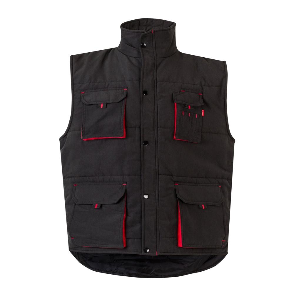 VL NERGAL. Vestă căptușită, bicoloră, cu mai multe buzunare (120g/m²), din poliester (100%) Negru Roșu