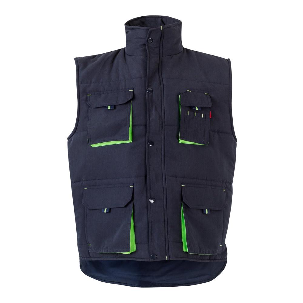 VL NERGAL. Vestă căptușită, bicoloră, cu mai multe buzunare (120g/m²), din poliester (100%) Albastru Verde