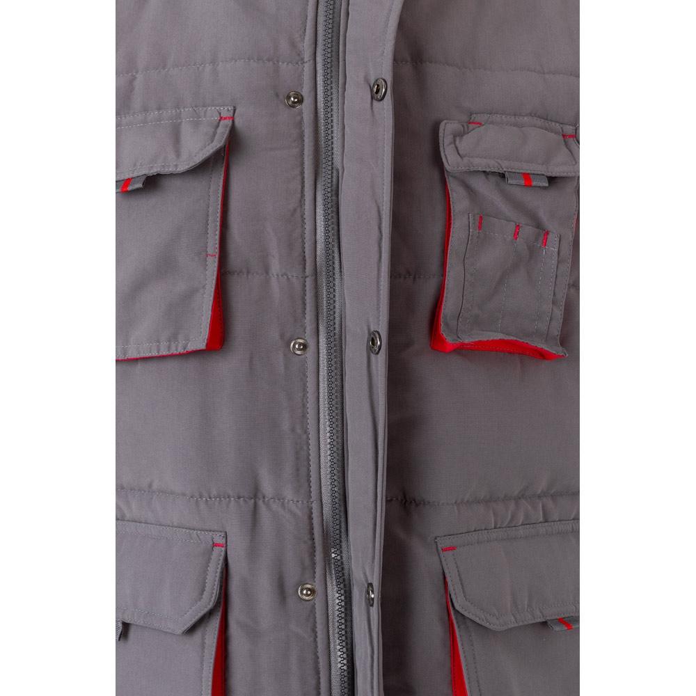 VL NERGAL. Vestă căptușită, bicoloră, cu mai multe buzunare (120g/m²), din poliester (100%) Gri Roșu M