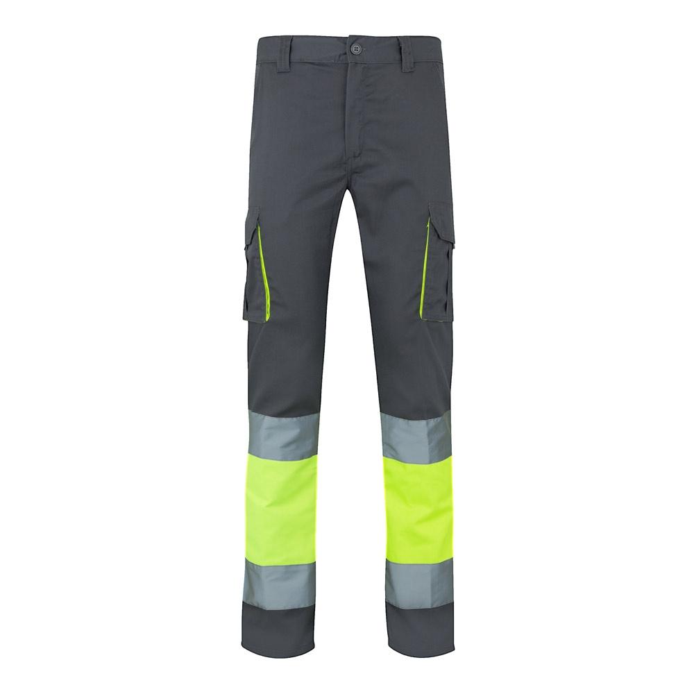 VL ZEUS. Pantaloni elastici cu două tonuri, cu buzunare multiple (240g/m²), din bumbac (46%), EME (38%) și poliester (16%) Gri Galben