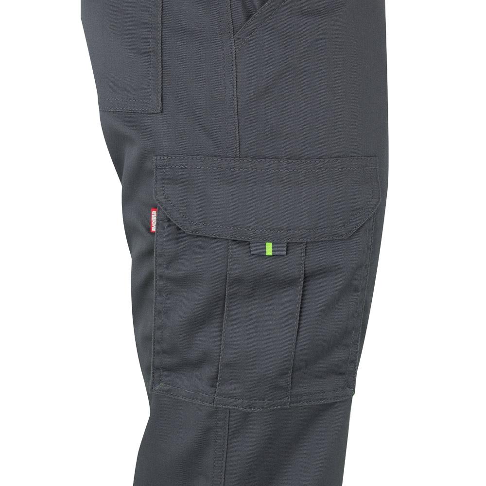 VL ZEUS. Pantaloni elastici cu două tonuri, cu buzunare multiple (240g/m²), din bumbac (46%), EME (38%) și poliester (16%) Gri Galben L