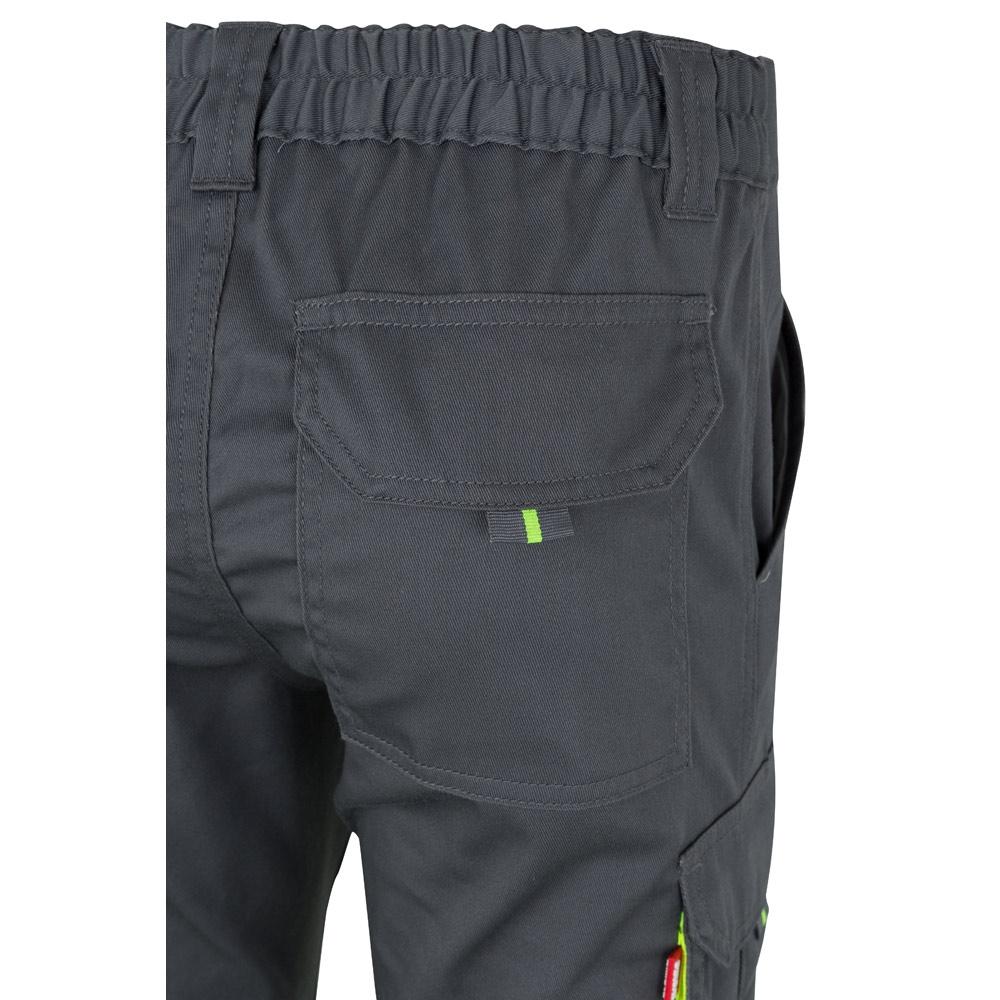 VL ZEUS. Pantaloni elastici cu două tonuri, cu buzunare multiple (240g/m²), din bumbac (46%), EME (38%) și poliester (16%) Gri Galben L