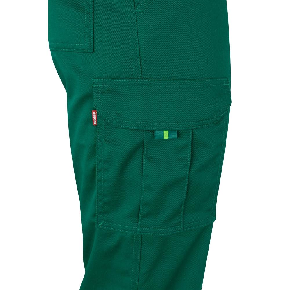 VL ZEUS. Pantaloni elastici cu două tonuri, cu buzunare multiple (240g/m²), din bumbac (46%), EME (38%) și poliester (16%) Verde Galben L