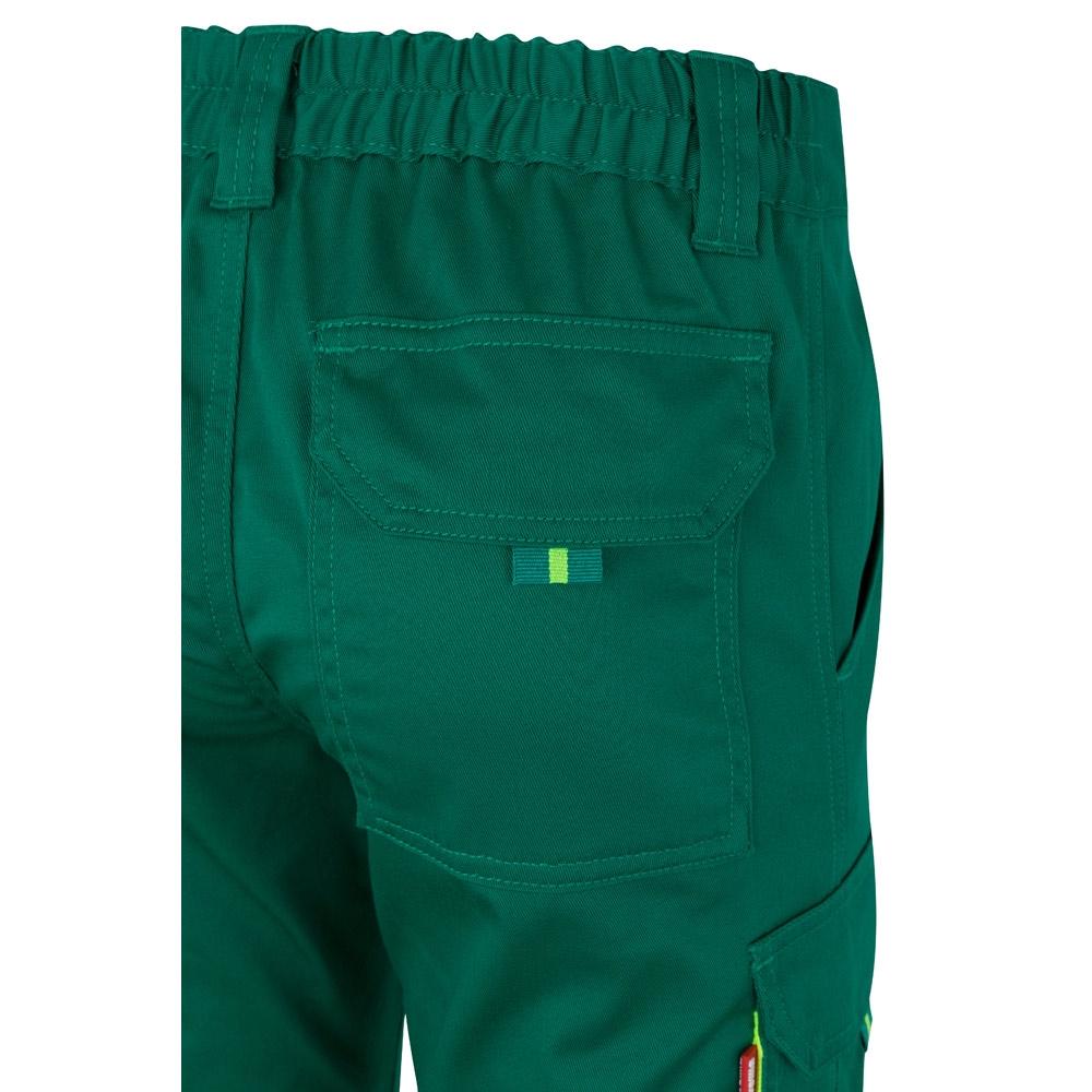 VL ZEUS. Pantaloni elastici cu două tonuri, cu buzunare multiple (240g/m²), din bumbac (46%), EME (38%) și poliester (16%) Verde Galben L