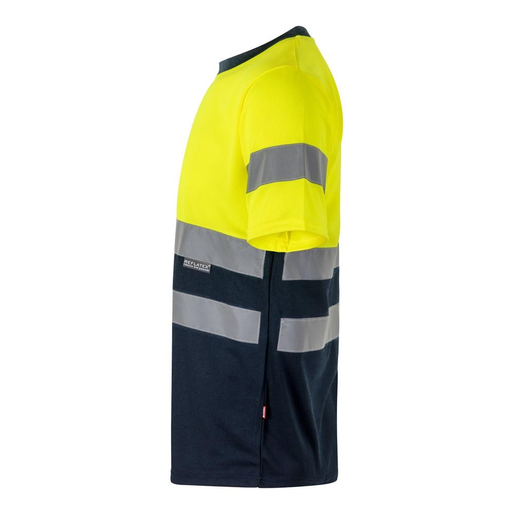 VL BRAHMA. Tricou tehnic bicolor cu ochi de pasăre (140g/m²), din poliester (100%) Albastru Galben L