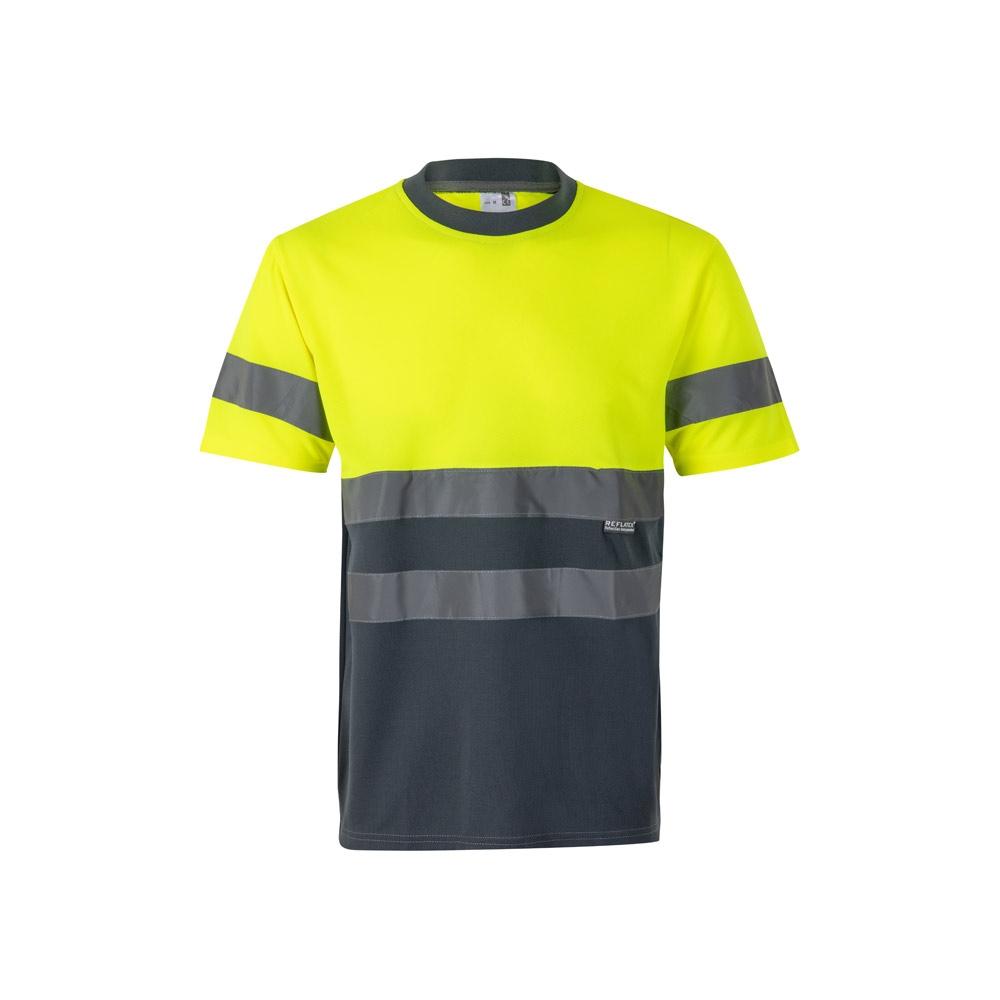 VL BRAHMA. Tricou tehnic bicolor cu ochi de pasăre (140g/m²), din poliester (100%) Gri Galben