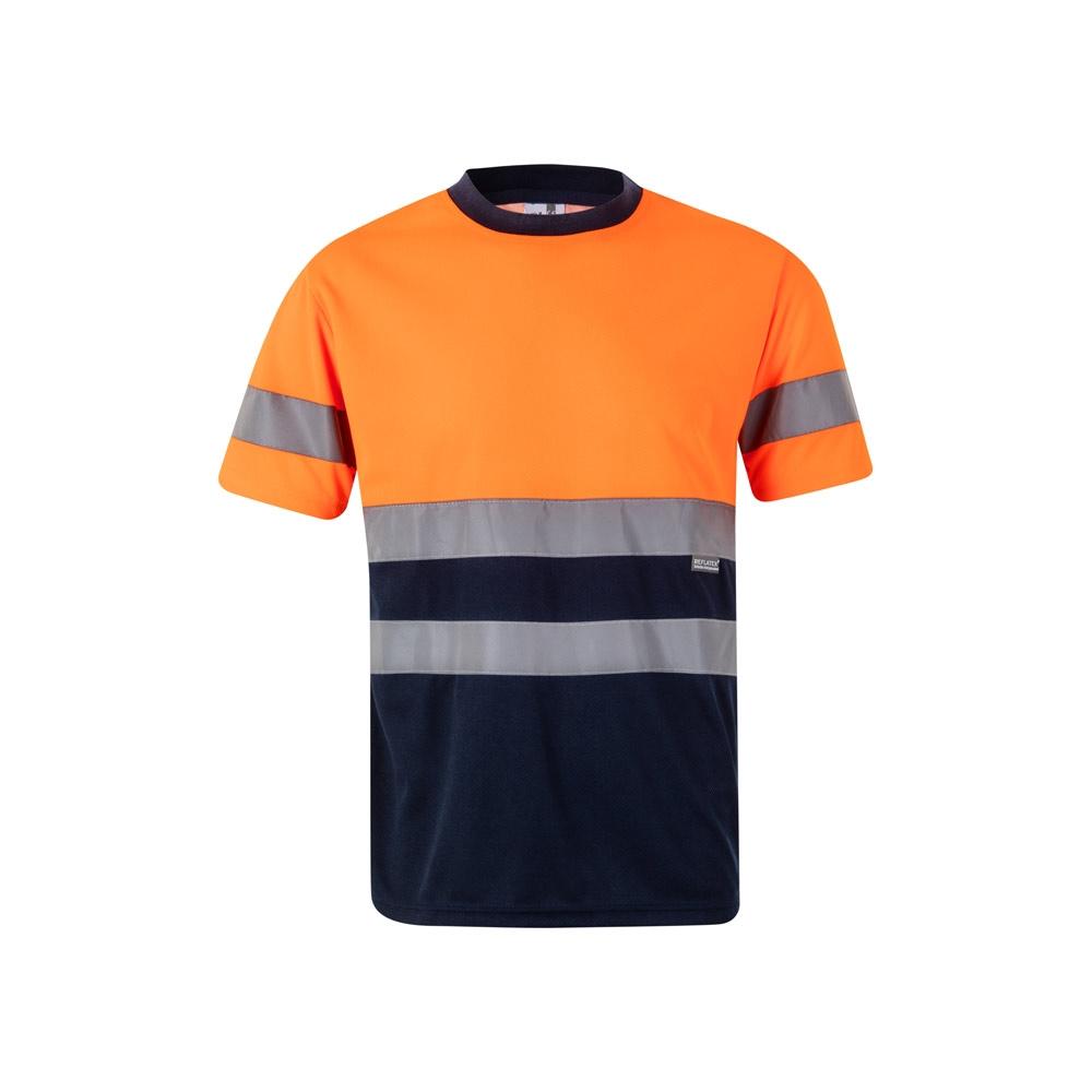 VL BRAHMA. Tricou tehnic bicolor cu ochi de pasăre (140g/m²), din poliester (100%) Albastru Portocaliu