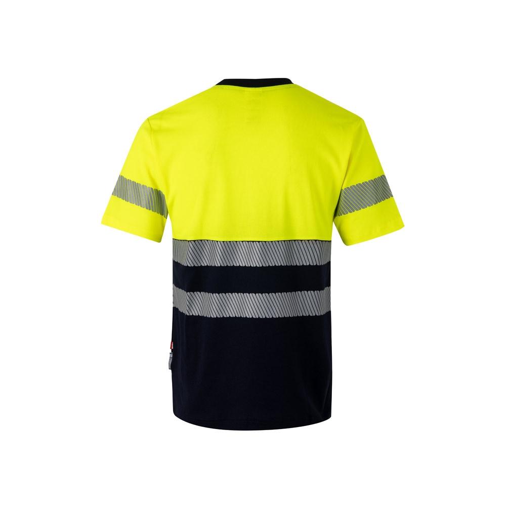 VL BASTET. Tricou piqué bicolor (150 g/m²), din bumbac (55%) și poliester (45%) Albastru Galben