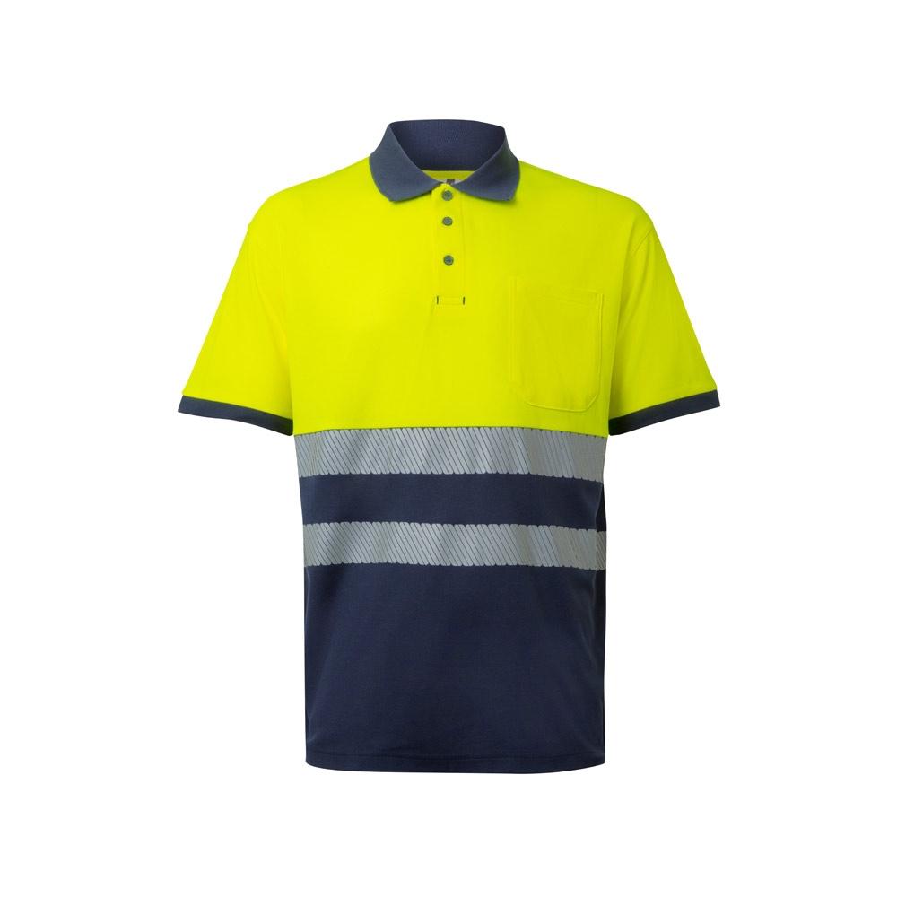 VL ACHELOUS. Tricou polo piqué bicolor (150g/m²) cu mâneci scurte, din bumbac (55%) și poliester (45%) Albastru Galben 3XL