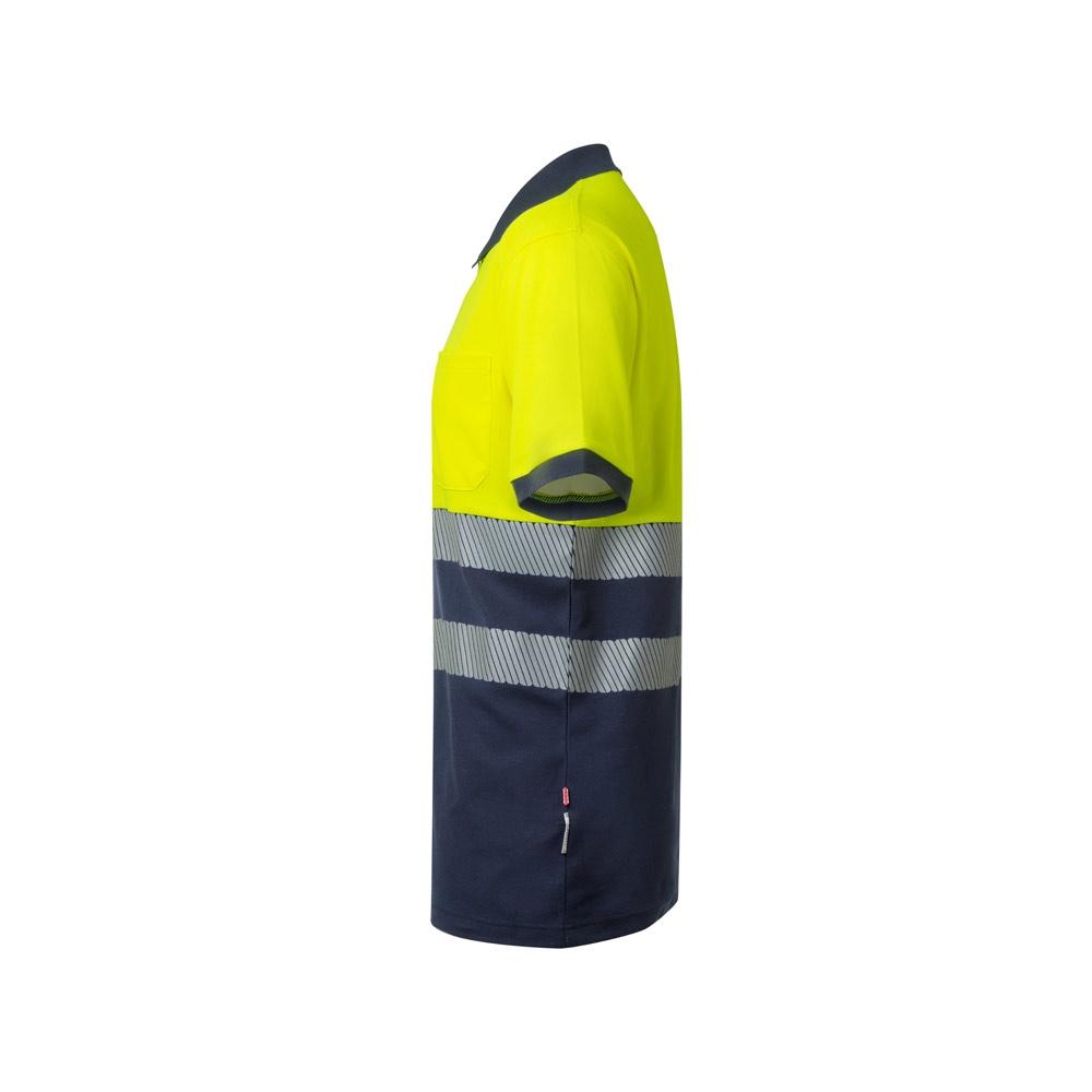 VL ACHELOUS. Tricou polo piqué bicolor (150g/m²) cu mâneci scurte, din bumbac (55%) și poliester (45%) Albastru Galben 3XL
