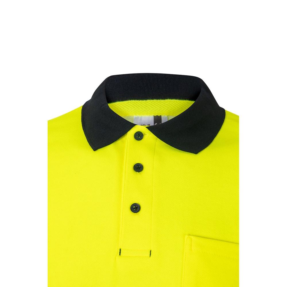 VL ACHELOUS. Tricou polo piqué bicolor (150g/m²) cu mâneci scurte, din bumbac (55%) și poliester (45%) Albastru Galben 3XL