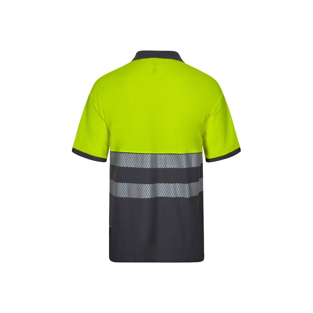 VL ACHELOUS. Tricou polo piqué bicolor (150g/m²) cu mâneci scurte, din bumbac (55%) și poliester (45%) Gri Galben XL