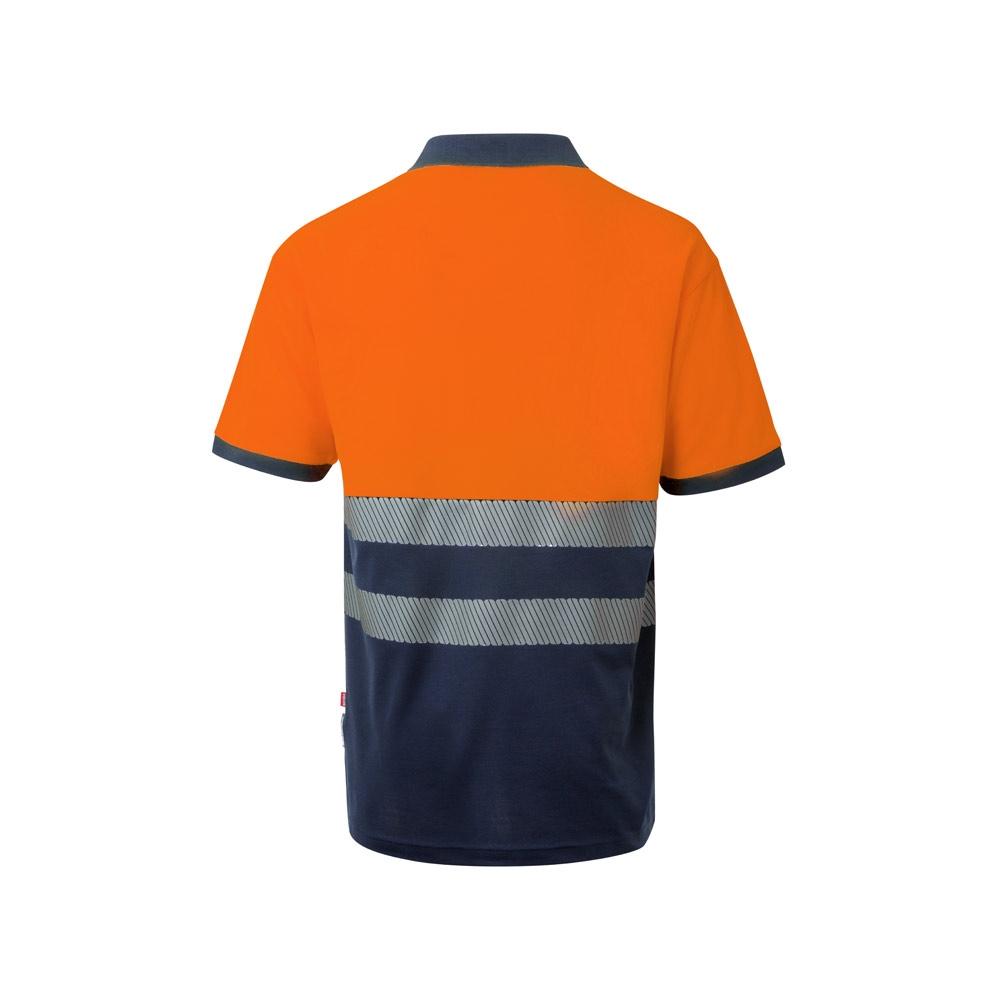 VL ACHELOUS. Tricou polo piqué bicolor (150g/m²) cu mâneci scurte, din bumbac (55%) și poliester (45%) Albastru Portocaliu XL